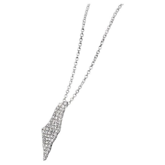 Pavé Israel Map Diamond Necklace - Picture 1 of 6